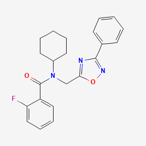 N-cyclohexyl-2-fluoro-N-[(3-phenyl-1,2,4-oxadiazol-5-yl)methyl]benzamide