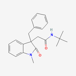 molecular formula C22H26N2O2 B5275312 2-(3-benzyl-1-methyl-2-oxo-2,3-dihydro-1H-indol-3-yl)-N-(tert-butyl)acetamide 