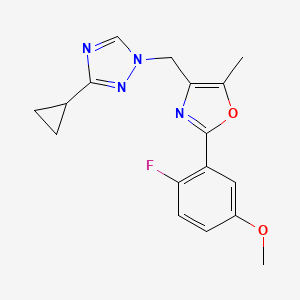 molecular formula C17H17FN4O2 B5275318 3-cyclopropyl-1-{[2-(2-fluoro-5-methoxyphenyl)-5-methyl-1,3-oxazol-4-yl]methyl}-1H-1,2,4-triazole 