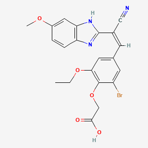 {2-bromo-4-[(Z)-2-cyano-2-(5-methoxy-1H-benzimidazol-2-yl)ethenyl]-6-ethoxyphenoxy}acetic acid