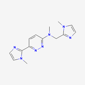 molecular formula C14H17N7 B5275400 N-methyl-6-(1-methyl-1H-imidazol-2-yl)-N-[(1-methyl-1H-imidazol-2-yl)methyl]pyridazin-3-amine 