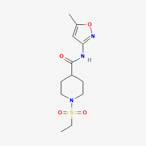 molecular formula C12H19N3O4S B5275420 1-(ethylsulfonyl)-N-(5-methyl-3-isoxazolyl)-4-piperidinecarboxamide 