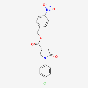 molecular formula C18H15ClN2O5 B5275441 (4-nitrophenyl)methyl 1-(4-chlorophenyl)-5-oxopyrrolidine-3-carboxylate 