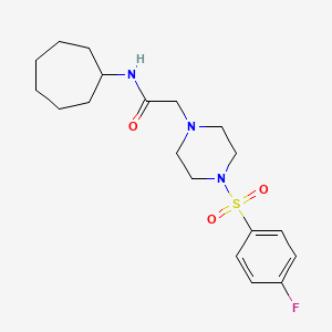 molecular formula C19H28FN3O3S B5275532 N-cycloheptyl-2-[4-(4-fluorobenzenesulfonyl)piperazin-1-yl]acetamide 