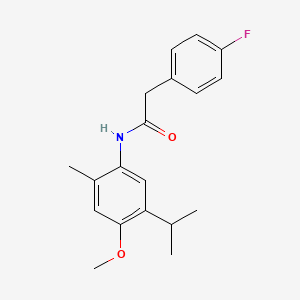 molecular formula C19H22FNO2 B5275539 2-(4-fluorophenyl)-N-[4-methoxy-2-methyl-5-(propan-2-yl)phenyl]acetamide 