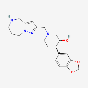 molecular formula C20H26N4O3 B5275591 rel-(3S,4S)-4-(1,3-benzodioxol-5-yl)-1-(5,6,7,8-tetrahydro-4H-pyrazolo[1,5-a][1,4]diazepin-2-ylmethyl)-3-piperidinol dihydrochloride 