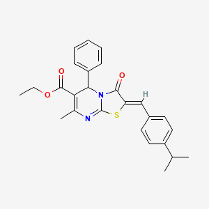 ETHYL 2-[(4-ISOPROPYLPHENYL)METHYLENE]-7-METHYL-3-OXO-5-PHENYL-5H-[1,3]THIAZOLO[3,2-A]PYRIMIDINE-6(3H)-CARBOXYLATE