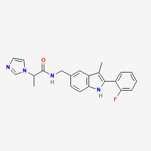 N-{[2-(2-fluorophenyl)-3-methyl-1H-indol-5-yl]methyl}-2-(1H-imidazol-1-yl)propanamide