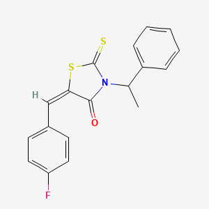 molecular formula C18H14FNOS2 B5275811 (5E)-5-[(4-fluorophenyl)methylidene]-3-(1-phenylethyl)-2-sulfanylidene-1,3-thiazolidin-4-one 