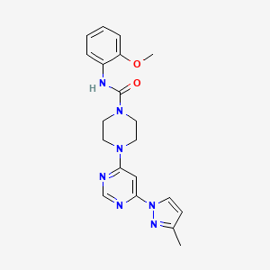 molecular formula C20H23N7O2 B5275816 N-(2-methoxyphenyl)-4-[6-(3-methyl-1H-pyrazol-1-yl)-4-pyrimidinyl]-1-piperazinecarboxamide 