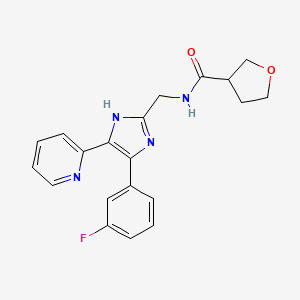 N-{[4-(3-fluorophenyl)-5-pyridin-2-yl-1H-imidazol-2-yl]methyl}tetrahydrofuran-3-carboxamide