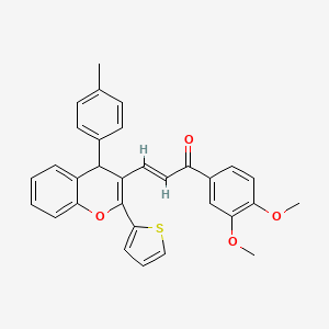 1-(3,4-dimethoxyphenyl)-3-[4-(4-methylphenyl)-2-(2-thienyl)-4H-chromen-3-yl]-2-propen-1-one