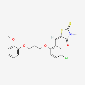 (5E)-5-[[5-chloro-2-[3-(2-methoxyphenoxy)propoxy]phenyl]methylidene]-3-methyl-2-sulfanylidene-1,3-thiazolidin-4-one