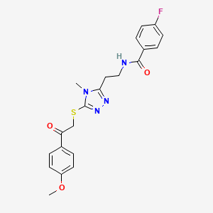 4-fluoro-N-[2-[5-[2-(4-methoxyphenyl)-2-oxoethyl]sulfanyl-4-methyl-1,2,4-triazol-3-yl]ethyl]benzamide