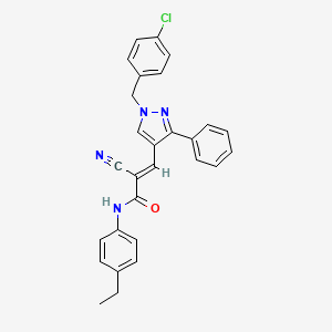 molecular formula C28H23ClN4O B5276187 3-[1-(4-chlorobenzyl)-3-phenyl-1H-pyrazol-4-yl]-2-cyano-N-(4-ethylphenyl)acrylamide 