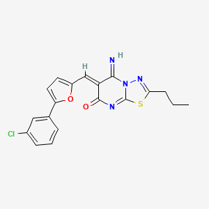 molecular formula C19H15ClN4O2S B5276255 (6Z)-6-{[5-(3-CHLOROPHENYL)FURAN-2-YL]METHYLIDENE}-5-IMINO-2-PROPYL-5H,6H,7H-[1,3,4]THIADIAZOLO[3,2-A]PYRIMIDIN-7-ONE 