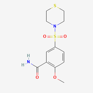 2-methoxy-5-(4-thiomorpholinylsulfonyl)benzamide