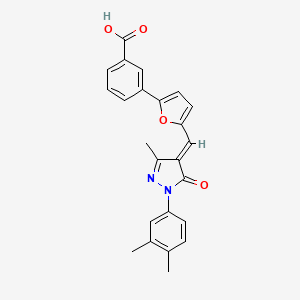 3-[5-[(E)-[1-(3,4-dimethylphenyl)-3-methyl-5-oxopyrazol-4-ylidene]methyl]furan-2-yl]benzoic acid