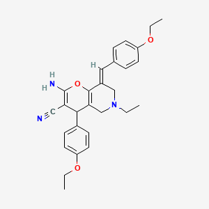 (8E)-2-amino-4-(4-ethoxyphenyl)-8-[(4-ethoxyphenyl)methylidene]-6-ethyl-4H,5H,6H,7H,8H-pyrano[3,2-c]pyridine-3-carbonitrile