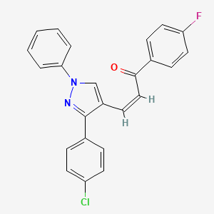 (Z)-3-[3-(4-chlorophenyl)-1-phenylpyrazol-4-yl]-1-(4-fluorophenyl)prop-2-en-1-one