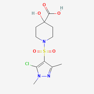 1-[(5-chloro-1,3-dimethyl-1H-pyrazol-4-yl)sulfonyl]-4-hydroxypiperidine-4-carboxylic acid