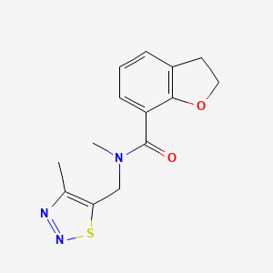 molecular formula C14H15N3O2S B5276541 N-methyl-N-[(4-methyl-1,2,3-thiadiazol-5-yl)methyl]-2,3-dihydro-1-benzofuran-7-carboxamide 