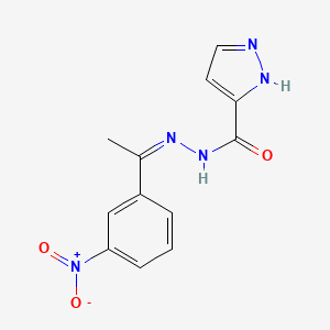 molecular formula C12H11N5O3 B5276749 N-[(Z)-1-(3-nitrophenyl)ethylideneamino]-1H-pyrazole-5-carboxamide 