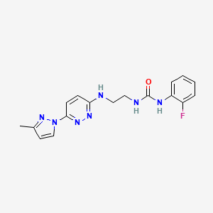 molecular formula C17H18FN7O B5276755 N-(2-fluorophenyl)-N'-(2-{[6-(3-methyl-1H-pyrazol-1-yl)-3-pyridazinyl]amino}ethyl)urea 