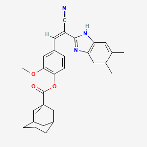 molecular formula C30H31N3O3 B5276760 4-[(Z)-2-cyano-2-(5,6-dimethyl-1H-benzimidazol-2-yl)ethenyl]-2-methoxyphenyl tricyclo[3.3.1.1~3,7~]decane-1-carboxylate 