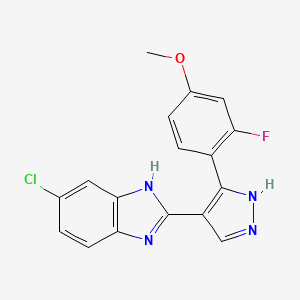 molecular formula C17H12ClFN4O B5276776 6-chloro-2-[5-(2-fluoro-4-methoxyphenyl)-1H-pyrazol-4-yl]-1H-benzimidazole 