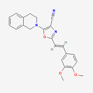 2-[(1E)-2-(3,4-DIMETHOXYPHENYL)ETHENYL]-5-(1,2,3,4-TETRAHYDROISOQUINOLIN-2-YL)-1,3-OXAZOLE-4-CARBONITRILE