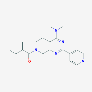 molecular formula C19H25N5O B5276849 N,N-dimethyl-7-(2-methylbutanoyl)-2-pyridin-4-yl-5,6,7,8-tetrahydropyrido[3,4-d]pyrimidin-4-amine 