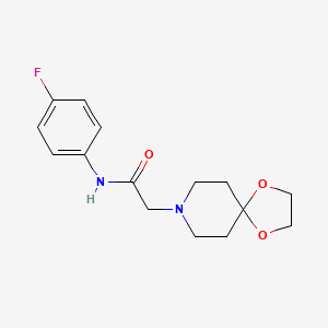 molecular formula C15H19FN2O3 B5276854 2-(1,4-dioxa-8-azaspiro[4.5]dec-8-yl)-N-(4-fluorophenyl)acetamide 