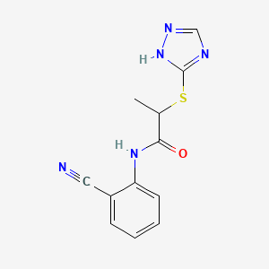 molecular formula C12H11N5OS B5276909 N-(2-cyanophenyl)-2-(1H-1,2,4-triazol-5-ylthio)propanamide 