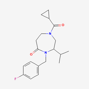 molecular formula C19H25FN2O2 B5276966 1-(cyclopropylcarbonyl)-4-(4-fluorobenzyl)-3-isopropyl-1,4-diazepan-5-one 