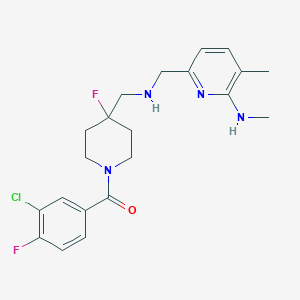 molecular formula C21H25ClF2N4O B527701 3-Chloro-4-fluorophenyl-4-fluoro-4-([(5-methyl-6-methylamino-pyridin-2-ylmethyl)-amino]-methyl)-piperidin-1-yl-methanone 