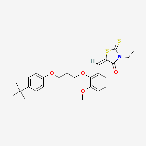 molecular formula C26H31NO4S2 B5277030 (5E)-5-[[2-[3-(4-tert-butylphenoxy)propoxy]-3-methoxyphenyl]methylidene]-3-ethyl-2-sulfanylidene-1,3-thiazolidin-4-one 