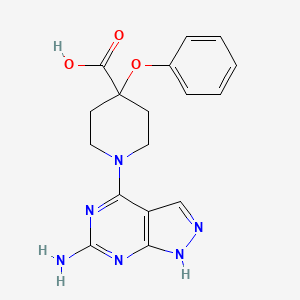 molecular formula C17H18N6O3 B5277031 1-(6-amino-1H-pyrazolo[3,4-d]pyrimidin-4-yl)-4-phenoxypiperidine-4-carboxylic acid 