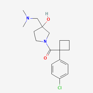 molecular formula C18H25ClN2O2 B5277036 1-{[1-(4-chlorophenyl)cyclobutyl]carbonyl}-3-[(dimethylamino)methyl]-3-pyrrolidinol 