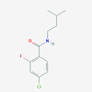 molecular formula C12H15ClFNO B5277076 4-chloro-2-fluoro-N-(3-methylbutyl)benzamide 