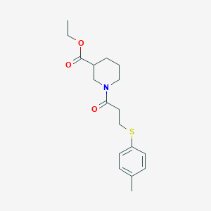 molecular formula C18H25NO3S B5277178 ethyl 1-{3-[(4-methylphenyl)thio]propanoyl}-3-piperidinecarboxylate 