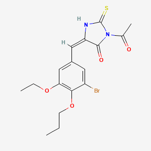 (5E)-3-acetyl-5-[(3-bromo-5-ethoxy-4-propoxyphenyl)methylidene]-2-sulfanylideneimidazolidin-4-one