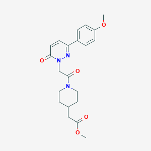 molecular formula C21H25N3O5 B5277376 METHYL 2-(1-{2-[3-(4-METHOXYPHENYL)-6-OXO-1,6-DIHYDROPYRIDAZIN-1-YL]ACETYL}PIPERIDIN-4-YL)ACETATE 