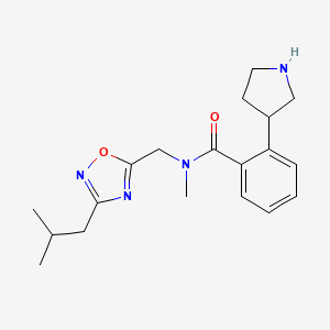 molecular formula C19H26N4O2 B5277383 N-[(3-isobutyl-1,2,4-oxadiazol-5-yl)methyl]-N-methyl-2-(3-pyrrolidinyl)benzamide hydrochloride 