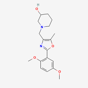 molecular formula C18H24N2O4 B5277402 1-{[2-(2,5-dimethoxyphenyl)-5-methyl-1,3-oxazol-4-yl]methyl}piperidin-3-ol 