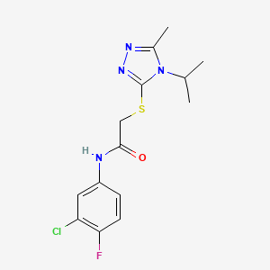 molecular formula C14H16ClFN4OS B5277413 N-(3-CHLORO-4-FLUOROPHENYL)-2-[(4-ISOPROPYL-5-METHYL-4H-1,2,4-TRIAZOL-3-YL)SULFANYL]ACETAMIDE 