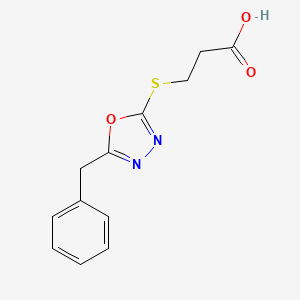 molecular formula C12H12N2O3S B5277540 3-[(5-Benzyl-1,3,4-oxadiazol-2-yl)sulfanyl]propanoic acid 