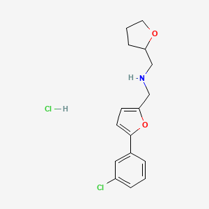 N-[[5-(3-chlorophenyl)furan-2-yl]methyl]-1-(oxolan-2-yl)methanamine;hydrochloride