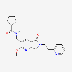 molecular formula C22H26N4O3 B5277568 N-{[2-methoxy-5-oxo-6-(2-pyridin-2-ylethyl)-6,7-dihydro-5H-pyrrolo[3,4-b]pyridin-3-yl]methyl}cyclopentanecarboxamide 