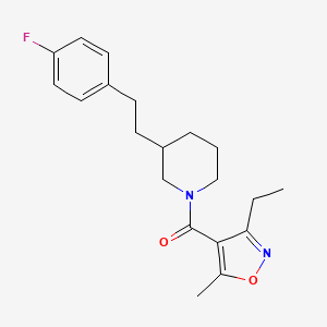 molecular formula C20H25FN2O2 B5277646 1-[(3-ethyl-5-methyl-4-isoxazolyl)carbonyl]-3-[2-(4-fluorophenyl)ethyl]piperidine 